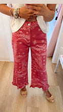 Dusty Rose Paisley Ruffle Hem Pants