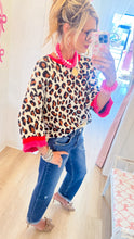 Rib Banded Leopard Pattern Knit Top