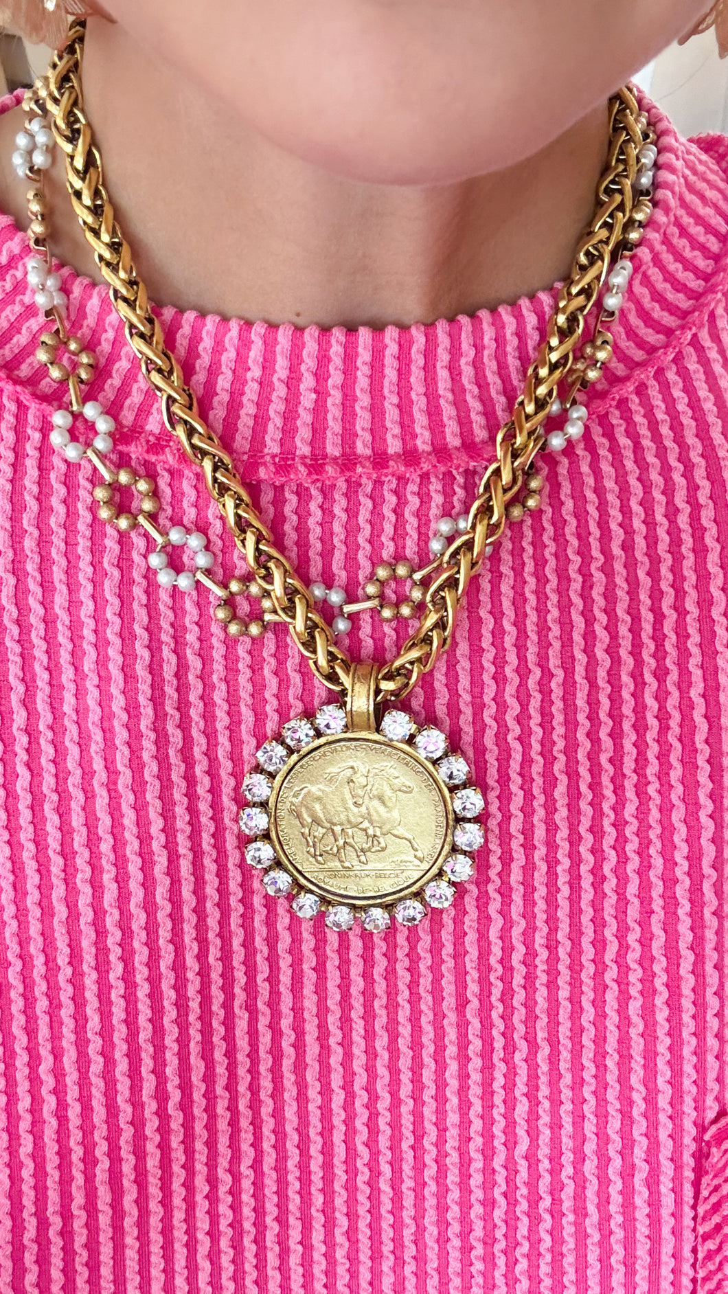 Large Horse Coin Necklace