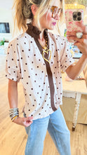 Ecru Polka Dot Contrast Top