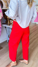 Red Scallop Detail Wide Leg Pants