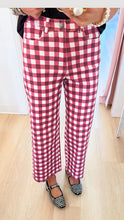 Burgundy Combo Gingham Wide Leg Pants