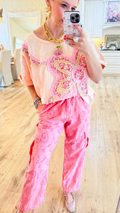 Pink Eyelet Cargo Pants