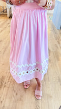 Pink Ric Rac Trim Flare Midi Skirt