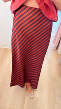 Sienna and Brown Stripe Satin Midi Skirt