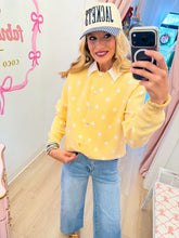 Yellow and White Polka Dot Cardigan
