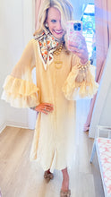 Ivory Floral Embroidered Crinkle Dress