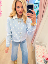 Blue and White Polka Dot Cardigan