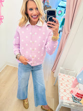 Lavender and White Polka Dot Cardigan