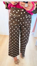 Brown Polka Dot Scallop Trim Pants