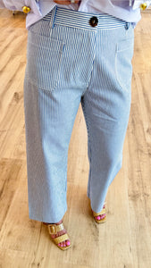 Blue pinstripe Wide Leg Pants
