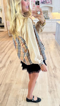Taupe Solid & Plaid Mix Match Top