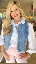 Denim Ruffle Quilted Vest