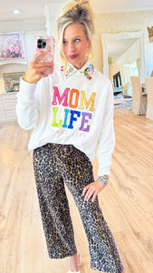 White Multi Color Button Long Sleeve Top