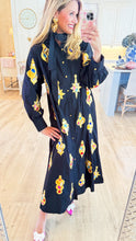 Queen of Sparkle Black Rhinestone Ornament Midi Dress