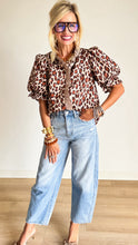 Ecru Leopard Print Puff Sleeve Top
