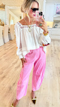 White Embroidered Floral Square Neck Top