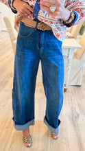 Medium Wash Cuffed Barrel Jeans