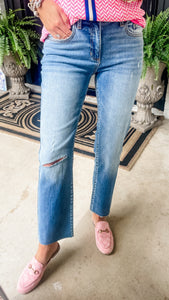 Sneak Peak Mid Rise Straight Leg Jeans