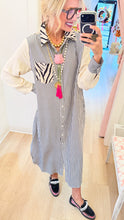 Black and Ivory Stripe Zebra Print Maxi Dress