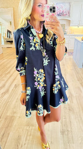 Black Floral Print Dress