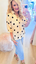 Restock Taupe and Black Polka Dot Dolman Sleeve Top