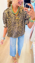 Gold Metallic Leopard Puff Sleeve Top
