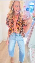 Brown Floral Puff Sleeve Top