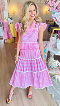 Pink Gingham Ric Rac Trim Skirt Set
