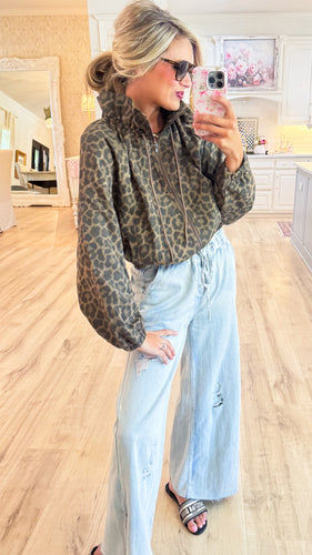 Chocolate Leopard Zip Up Jacket
