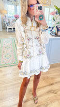 Uncle Frank White Embroidered Ruffle Hem Midi Dress