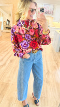 Red Brown Multi Floral Chiffon Blouse
