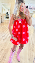 Pink and Red Polka Dot Strapless Dress