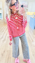 Red Stripe Button Up Cardigan