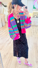 Pink Multi Color Stripe Knit Cardigan