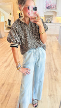 Taupe Leopard Print Half Zip Top