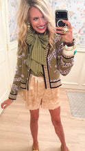 Champagne Lace Trim Satin Shorts