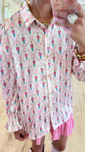 Pink Nutcracker Long Sleeve Button Up Top