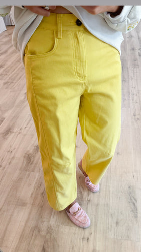 Yellow Denim Barrel Jeans
