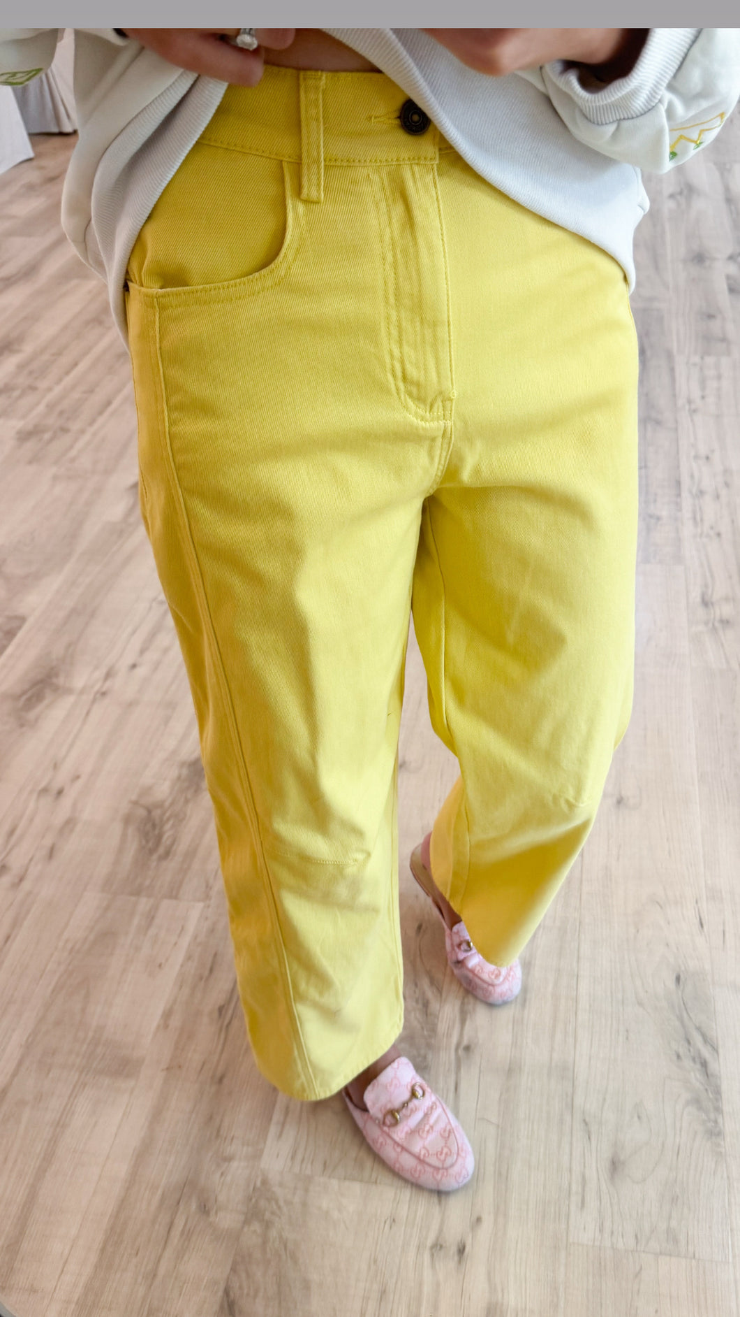 Yellow Denim Barrel Jeans