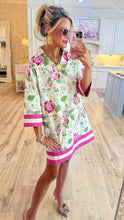 Cream and Pink Floral Collar Mini Dress