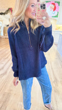 Blue Two Tone Half Zip Sweater