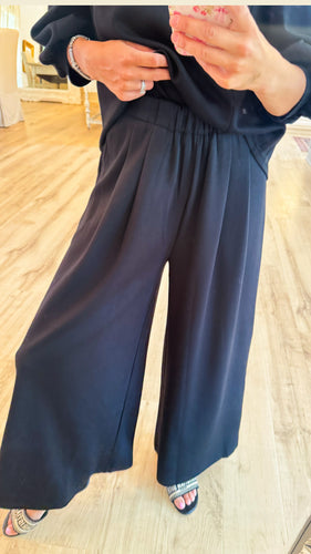Black Wide Leg Lux Knit Pants