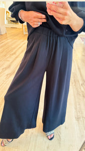 Black Wide Leg Lux Knit Pants