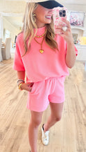 Pink Ribbed Short Sleeve Short Set