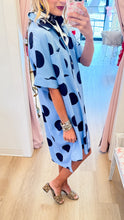 Blue and Navy Polka Dot Shirt Dress