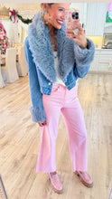 Denim Fur Collar Cropped Jacket