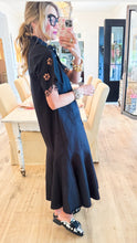 Black Button Down Flare Dress