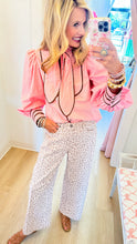Pink and Brown Contrast Piping Top