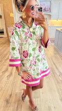 Cream and Pink Floral Collar Mini Dress